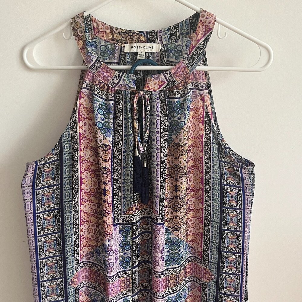 Rose + Olive Sleeveless Blouse in Medium